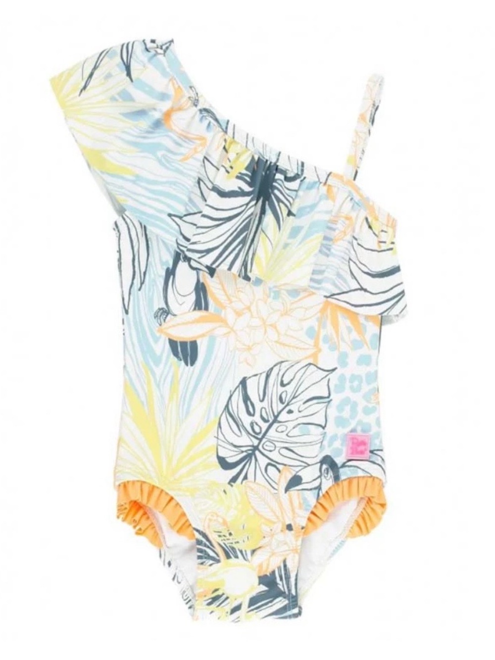 Ruffle Butts One Shoulder Ruffle One Piece Swimsuit in Birds of Paradise | 4T